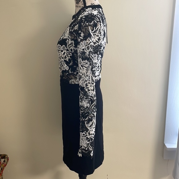 *HP* NWT Romeo & Juliet Couture Black & White Long Sleeve Lace Sheath Dress SZ M - Picture 4 of 10